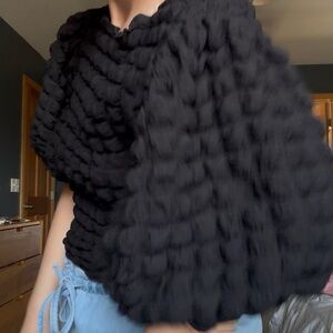 Anthropologie Chunky Black Textured Knit Top